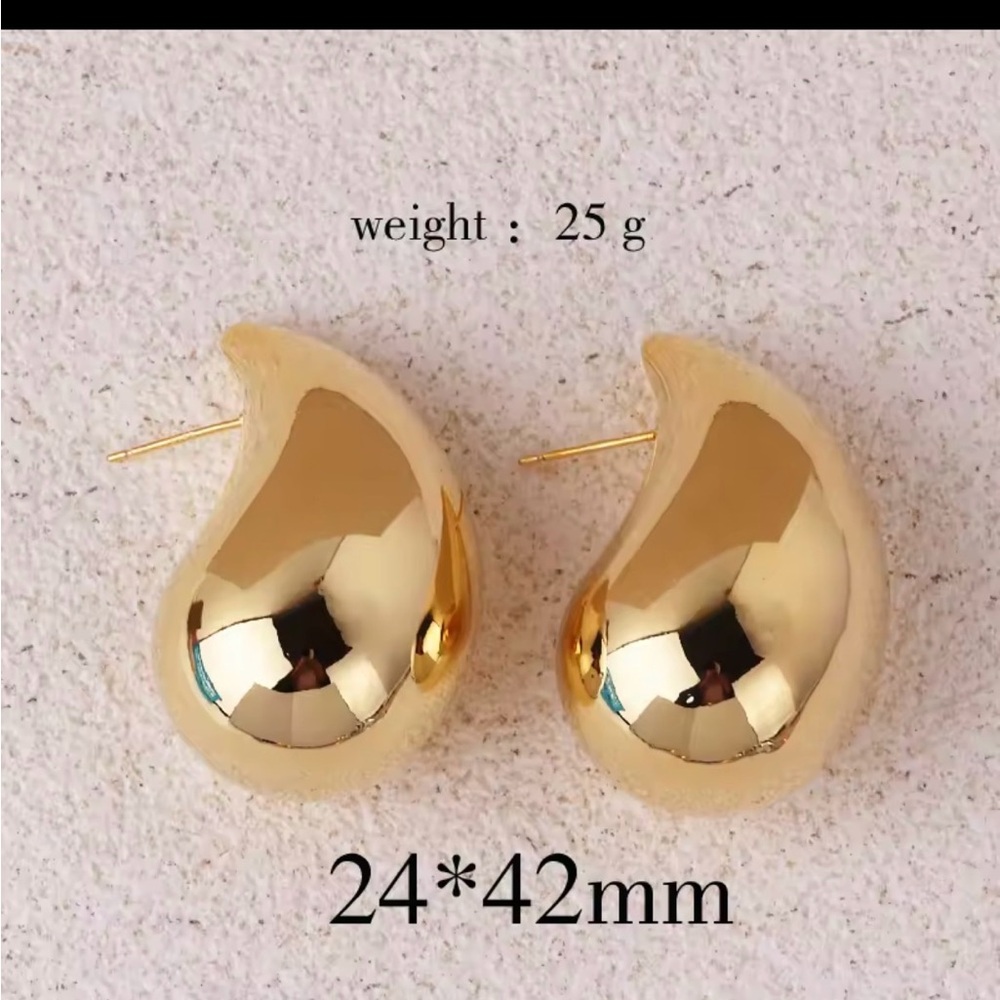 Stain less steel Elegant Gold Teardrop Earrings